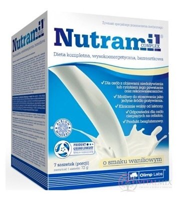 NUTRAMIL COMPLEX Vanilka kompletní výživa, sáčky 7x72 g (504 g)