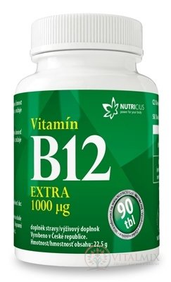 NUTRICIUS Vitamin B12 EXTRA 1000 mikrogramů tbl 1x90 ks