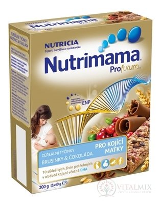 Nutrimama Profutura cereální tyčinky Brusinky &amp; Čokoláda (pro kojící matky) 5x40 g (200 g)