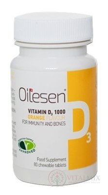 Oilesen VITAMIN D3 1000 žvýkací tablety s pomerančovou aroma 1x80 ks