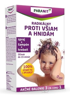 Paraná radikální proti vším a hnidám sprej 100 ml + (šampon 100 ml + hřeben zdarma), 1x1 set