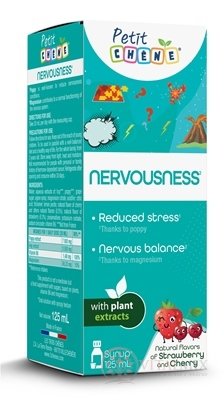 Petit CHENE NERVOUSNESS dětský sirup, s jahodovým a třešňovým aroma 1x125 ml