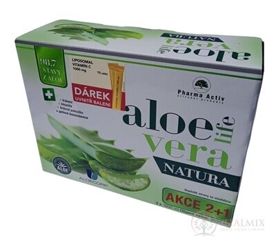 Pharma Activ AloeVeraLife NATURA AKCE+DARCEK šťáva z aloe 98,7% (2+1 zdarma) 3x1000 ml (3000 ml) + dárek LIPOZOMAL VIT. C, 1x1 set