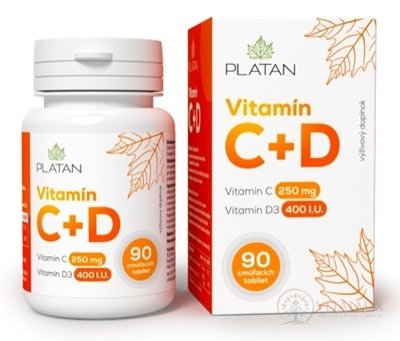 PLATAN Vitamin C + D cucavé tablety 1x90 ks