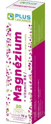 PLUS LÉKÁRNA Magnézium + vitamín B6 tbl eff s příchutí grepu a maliny 1x20 ks