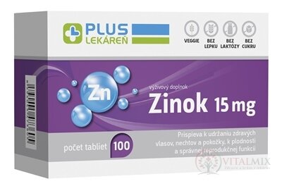 PLUS LÉKÁRNA Zinek 15mg tbl 1x100 ks