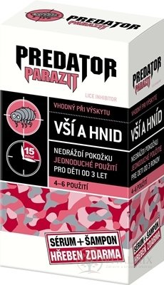 PREDATOR Parazit při výskytu vší a hnid PACK sérum 100 ml + šampon 100 ml + kovový hřeben zdarma, 1x1 set