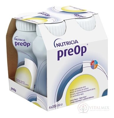preOp sacharidový izotonický nápoj s citrónovou příchutí 4x200 ml (800 ml)
