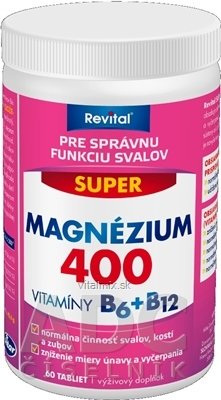 Revital SUPER magnézium 400 + VITAMÍNY B6 + B12 tbl 1x60 ks