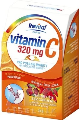Revital Vitamin C 320 mg + acerola + šipky + zinek sypká směs v sáčcích 1x16 ks