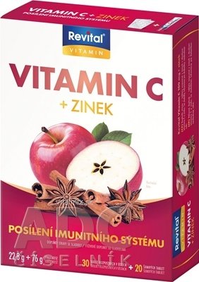 Revital Vitamín C + Zinek tbl 30 (vit.C 100mg + zinek) + tbl eff 20 (vit.C 500mg + zinek), s příchutí Winterdream, 1x1 set