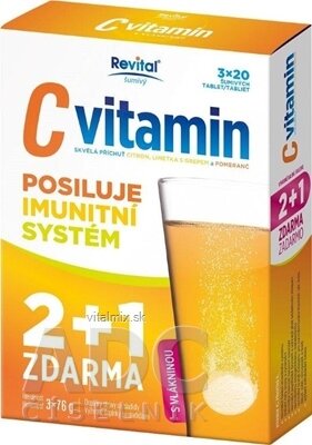Revital Vitamín C TRIPLE PACK 2 + 1 zdarma tbl eff (2x Vitamin C 1000 mg + 1x Vitamin C 500 mg) 3x20 (60 ks), 1x1 set
