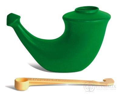 RHINO HORN Konvička na výplach nosu zelená, s odměrkou na sůl (7090001498381) 1x1 ks