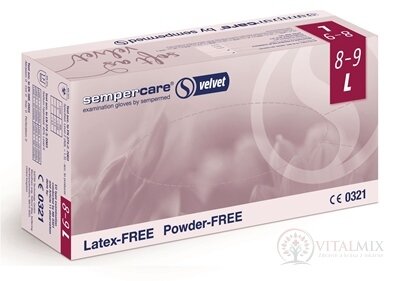 Sempercare Nitrile Velvet Vyšetřovací rukavice velikost L, nesterilní, nepudrované, bezlatexové 1x200 ks