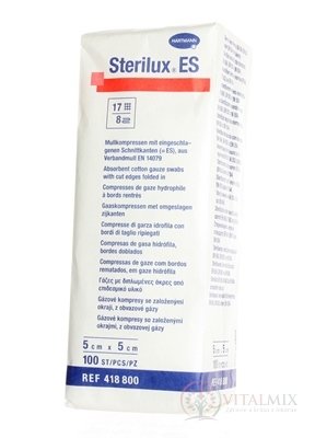 Sterilux ES NEST. kompres nesterilní, se založenými okraji 17 vláken 8 vrstev (5cmx5cm) 1x100 ks