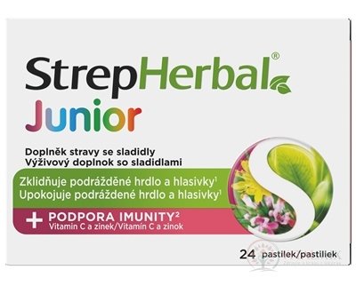 StrepHerbal Junior pastilky s vitamínem C a zinkem 1x24 ks