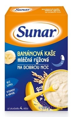 Sunar banánové KAŠE mléčná rýžová NA DOBROU NOC (od ukonč. 4. měsíce) 1x225 g
