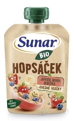 Sunar BIO HOPSÁČEK Jahoda, banán, borůvka + ovesné vločky, kapsička (od ukonč. 12.měsíce) 1x100 g