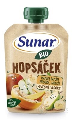 Sunar BIO HOPSÁČEK Mango, banán, hruška, jablko + ovesné vločky, kapsička (od ukonč. 12.měsíce) 1x100 g