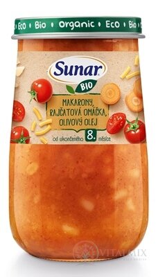 Sunar BIO příkrm MAKARONY RAJČKOVÁ OMÁČKA (od ukonč. 8. měsíce) 1x190 g