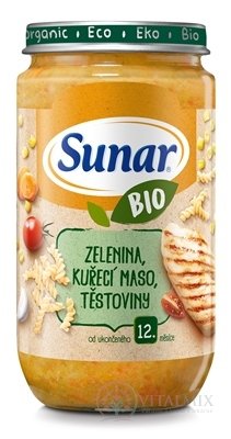 Sunar BIO příkrm ZELENINA, Kuřecí MASO, TĚSTOVINY (od ukonč. 12. měsíce) 1x235 g