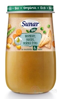 Sunar BIO příkrm Brambory, HRÁŠEK, MOŘSKÁ ŠTIKA s olivovým olejem (od ukonč. 6. měsíce) 1x190 g