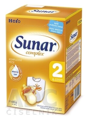 SUNAR COMPLEX 2, nový mléčná výživa (od ukonč. 6. měsíce) inov.2016 (2x300 g), 1x600 g