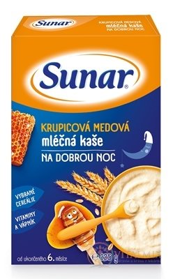 Sunar KRUPICOVÁ MEDOVÁ KAŠE mléčná NA DOBROU NOC (od ukonč. 6. měsíce) 1x225 g