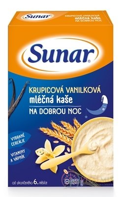 Sunar KRUPICOVÁ VANILKOVÁ KAŠE mléčná DOBROU NOC (od ukonč. 6. měsíce) 1x225 g