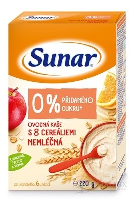 Sunar Ovocná KAŠE s 8 cereáliemi NEMLÉČNÁ (od ukonč. 6. měsíce) 1x220 g