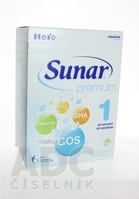 Sunar Premium 1, nový mléčná výživa kojenců (od narození) inov.2015, 1x600 g