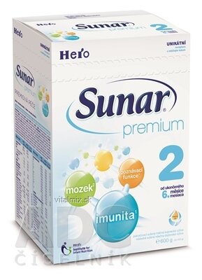 Sunar Premium 2, nový mléčná výživa (od ukonč. 6. měsíce) 1x600 g