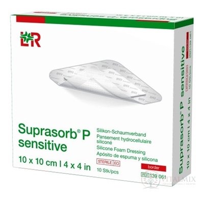 SUPRASORB P SENSITIVE silikonový pěnový obvaz, border, (10x10 cm) 1x10 ks