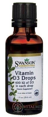 SWANSON Vitamin D3 400 IU kapky na bázi olivového oleje 1x29,6 ml