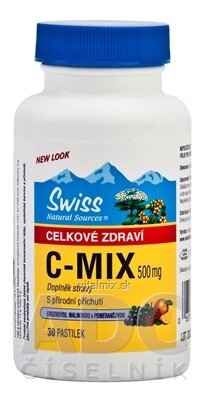 SWISS C-MIX 500 mg pastilky (s příchutí hroznů, maliny a pomeranče) 1x30 ks
