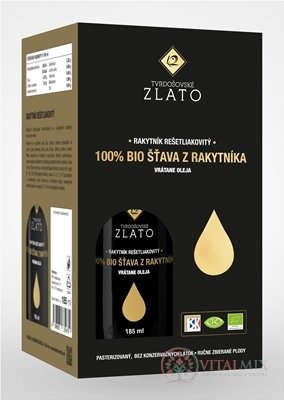T.ZLATO 100% BIO ŠŤÁVA Z RAKYTNÍKU včetně oleje 4x185 ml (740 ml)