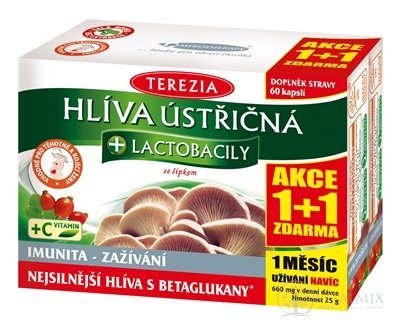 TEREZIA HLÍVA ÚSTŘIČNÁ + LAKTOBACILY se šipkami (AKCE 1 + 1), cps 60 + 60 zdarma (120 ks)