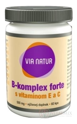 VIA NATUR B-komplex forte s vitaminem E a C cps 1x60 ks