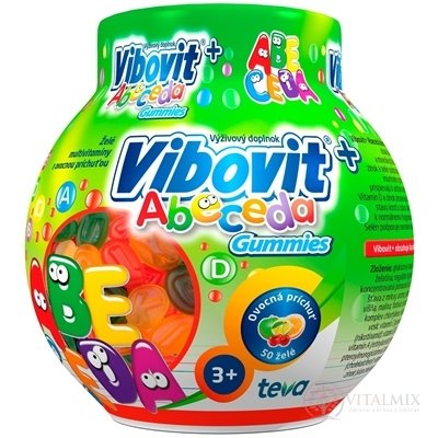 VIBOVIT + ABECEDA Gummies (inov.2018) želé s ovocnou příchutí 1x50 ks