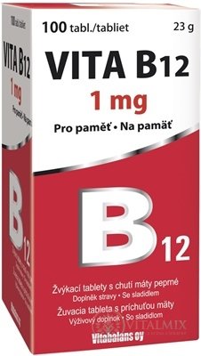Vitabalans VITA B12 1000 mikrogramů žvýkací tablety s příchutí máty 1x100 ks