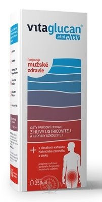 VITAGLUCAN Akut ELIXÍR extrakt z Hlívy + s obsahem Kotvičníku a zinku, 1x250 ml