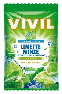 VIVIL BONBONS LIMETTE-MINZE drops s příchutí limetka a pepermint s vitamínem C, bez cukru 1x60 g