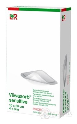 Vliwasorb sensitive Krytí na rány 10x20 cm superabsorpční, sterilní, se silikonem, 1x10 ks