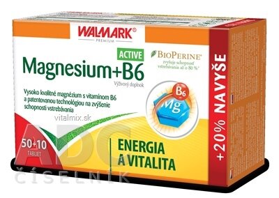 WALMARK Magnesium B6 Active tbl 50 + 10 ks (60 ks)