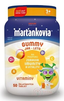 WALMARK Marťánci GUMMY JARO - LÉTO želatinové tablety, příchuť borůvka, citron, jahoda, mandarinka 1x50 ks