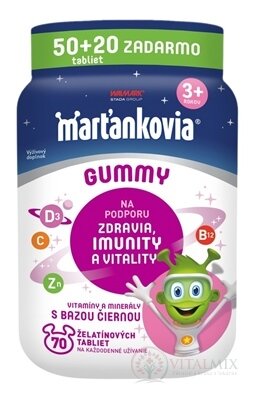 WALMARK Marťánci GUMMY s Bezou černou želatinové tablety, příchuť jablko a černý rybíz 50+20 zdarma (70 ks)