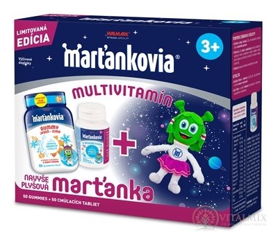 WALMARK Marťánci MULTIVITAMIN GUMMY 50 ks + tbl cucací s Imunactivom 50 ks + dárek plyšová hračka EXP 31.1.2024