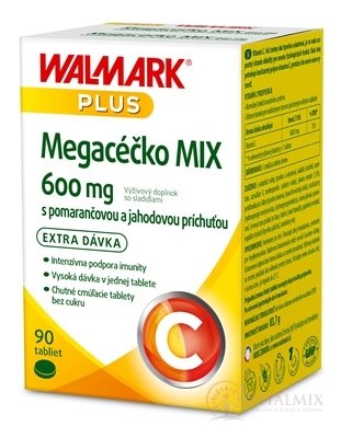 WALMARK Megacéčko MIX tbl (vitamin C 600 mg, s příchutí pomeranč a jahoda)  90ks exp.6.23
