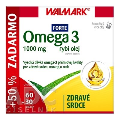 WALMARK Omega 3 rybí olej FORTE cps 60 + 30 ks zdarma (90 ks) exp.30.11.2019