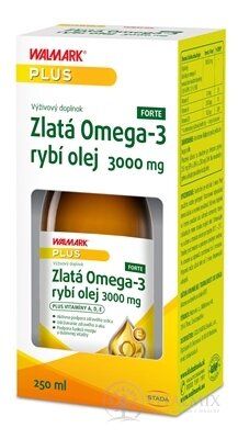 WALMARK Zlatá Omega-3 rybí olej 3000 mg s vitamínem A, D a E 1x250 ml